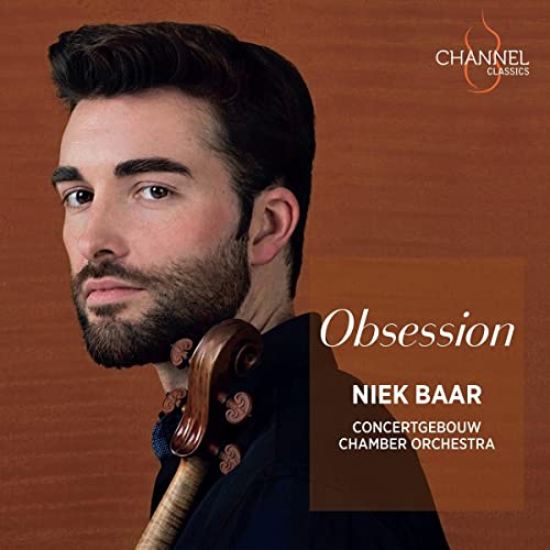 CD cover featuring portrait of violinist Niek Baar with cello detail.