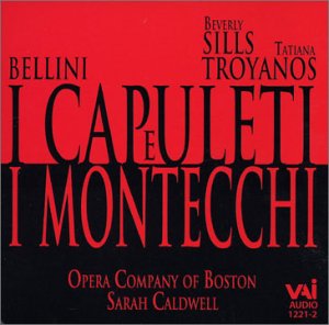Album cover for Bellini's I Capuleti e I Montecchi with red and black text.
