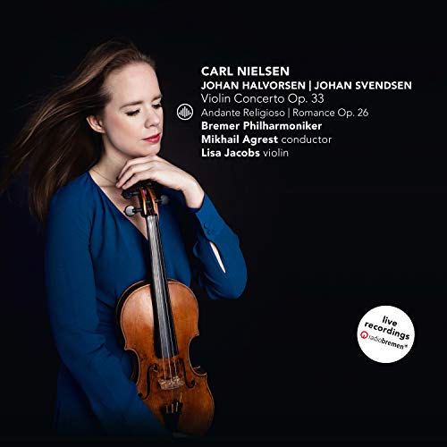 "CD cover featuring a woman holding a violin against a black background."