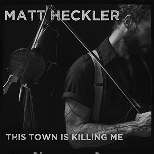 Black and white album cover featuring a man with a bowed string instrument.