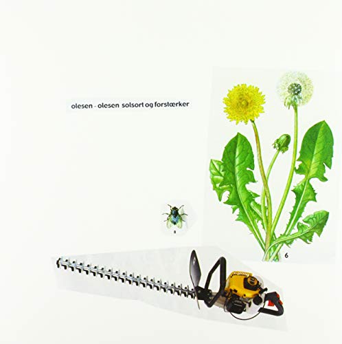 Vinyl album cover with dandelions, a bee, and a hedge trimmer.