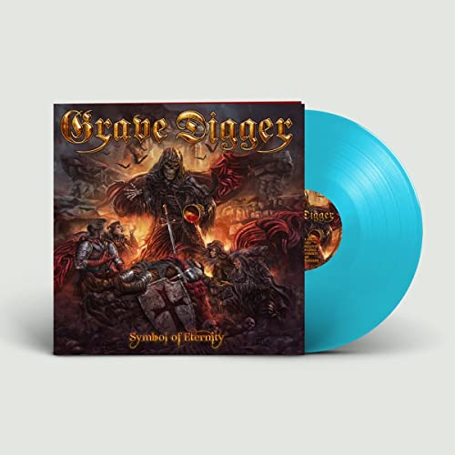 Grave Digger album cover with a transparent blue vinyl record.