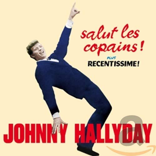 Johnny Hallyday album cover: man in suit striking a dynamic pose.