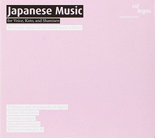 Pink CD cover for "Japanese Music" featuring text listing composers.