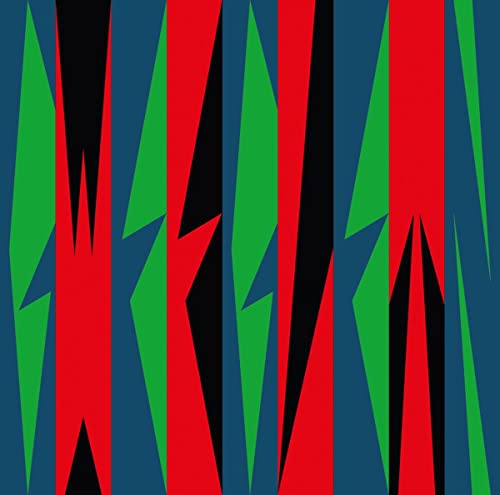 CD cover with bold, geometric stripes in red, green, and black.