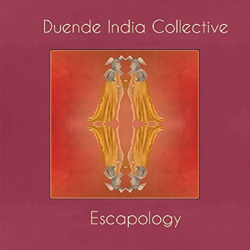 Album cover with mirrored figures in yellow robes on a red background.