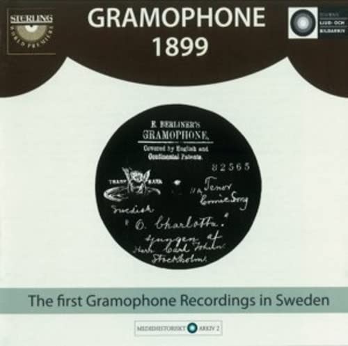 CD cover for "Gramophone 1899," featuring a vintage record label illustration.