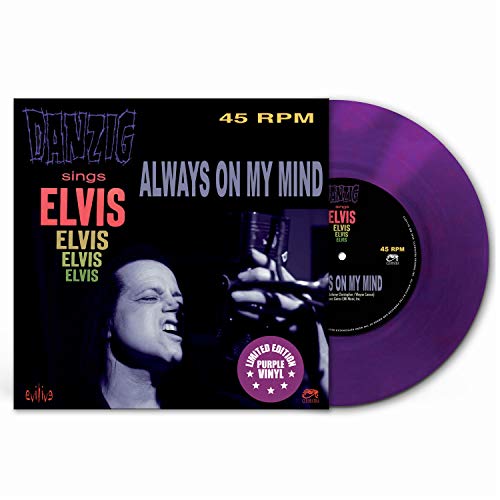 Purple vinyl record sleeve with Danzig singing into a microphone, dark background.