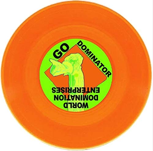 Orange vinyl record with a green and orange label featuring a fist.