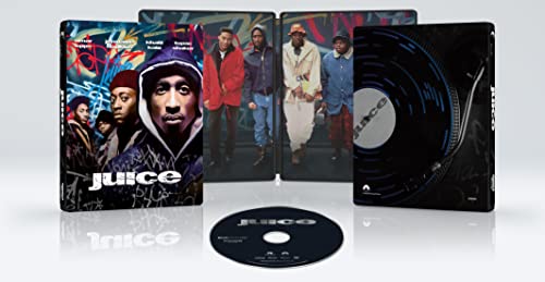 Juice" Blu-ray case open with disc, featuring four young men in street clothes.