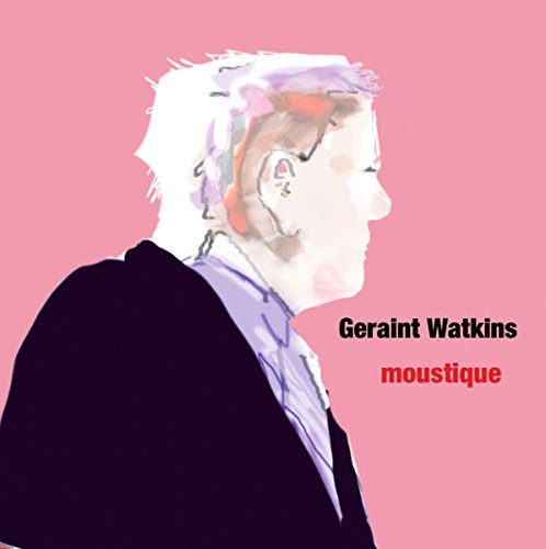 A pink album cover featuring a stylized illustration of a man in a suit.