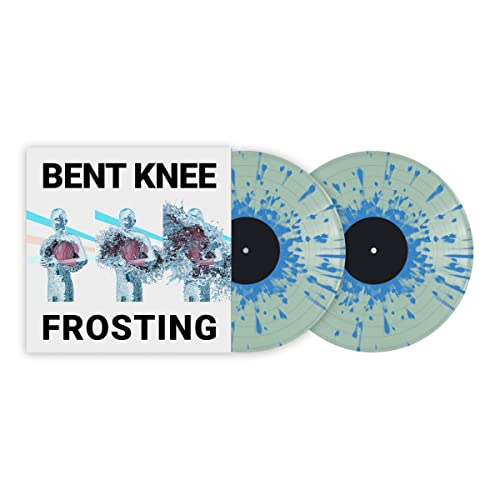Bent Knee “Frosting” vinyl record with blue and white splatter effect.
