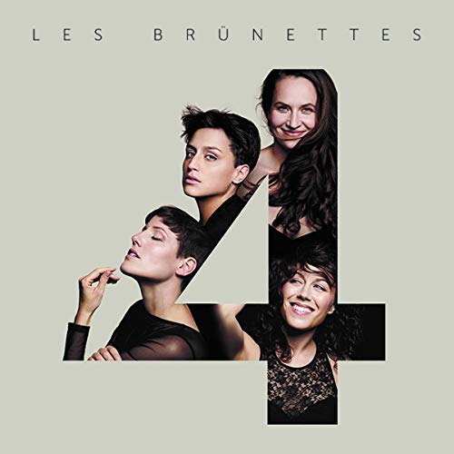 "Album cover with four women's portraits forming the number 4 against a beige background."