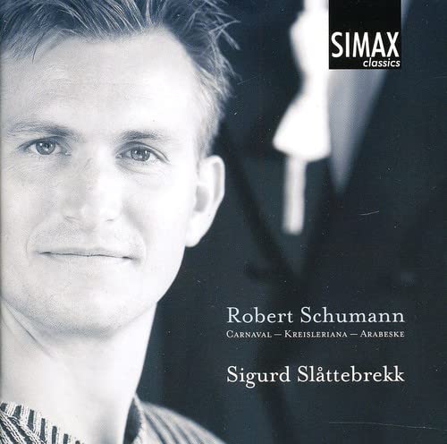 CD cover featuring a portrait of Robert Schumann and pianist Sigurd Slåttebrekk.