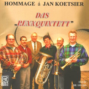 "CD cover with six men holding brass instruments and group name in red text."