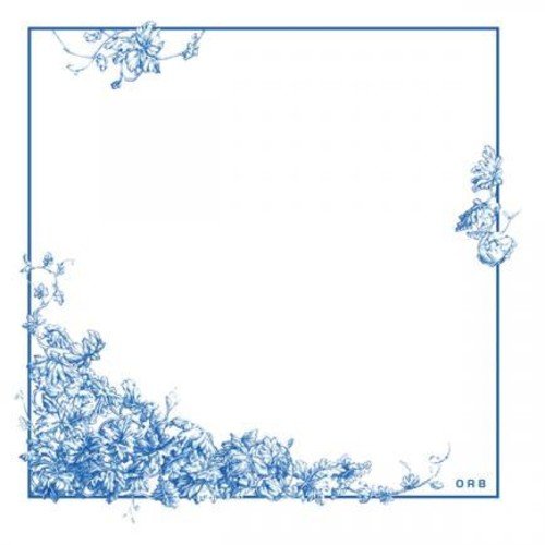 Blue floral vine border around a white square, with "ORB" text.