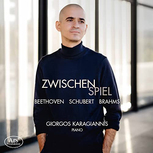 Giorgos Karagiannis CD cover featuring the pianist in a dark turtleneck.