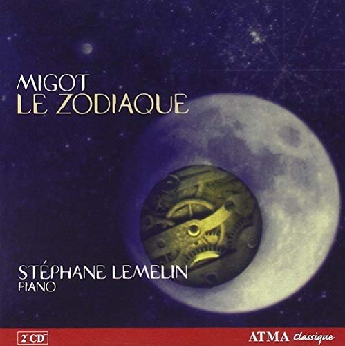 CD cover for “Migot: Le Zodiaque” featuring a moon and celestial globe.