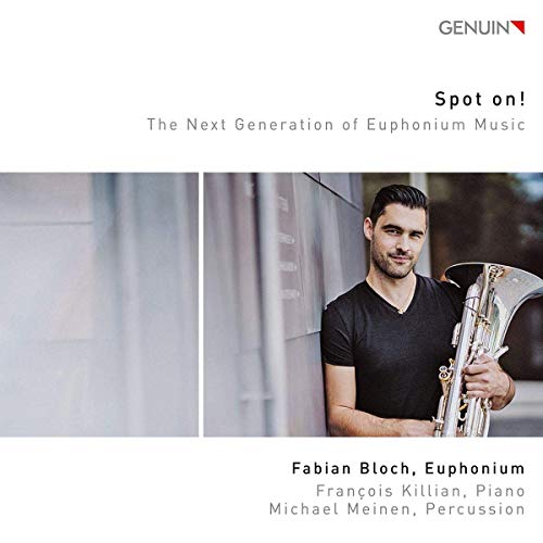Fabian Bloch with a euphonium, album cover for "Spot On!".