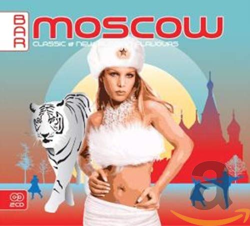 CD cover featuring a woman in a fur hat with a tiger and cityscape.