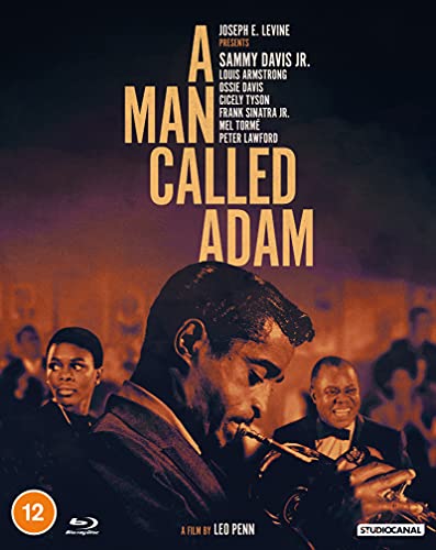 Blu-ray cover for "A Man Called Adam" featuring a man playing a trumpet.