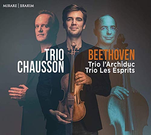 CD cover featuring three musicians with violin and text "Trio Chausson Beethoven".