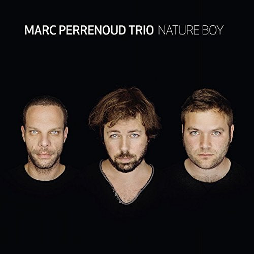 CD cover with three men in black shirts on a black background.