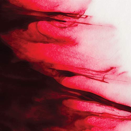 Abstract red and white ink wash painting, vinyl record artwork.