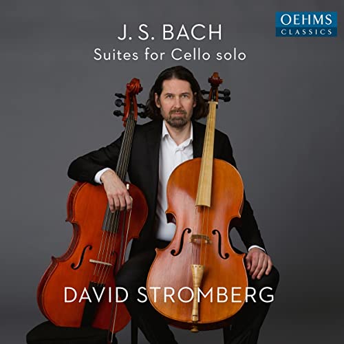 David Stromberg with two cellos, album cover for Bach’s suites.