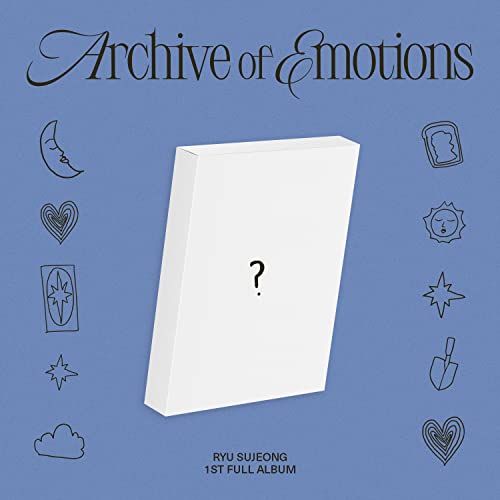 White album cover with a question mark, surrounded by simple line drawings on blue.
