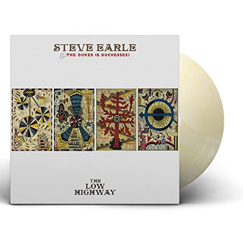 Steve Earle album cover with colorful tarot card imagery and cream vinyl record.
