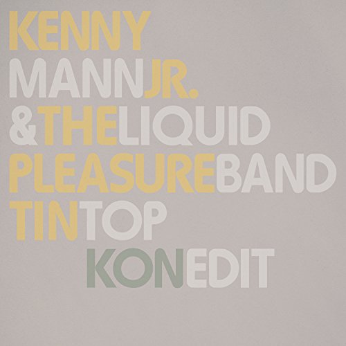 Vinyl record cover with gray background and multi-colored text listing artist and title.
