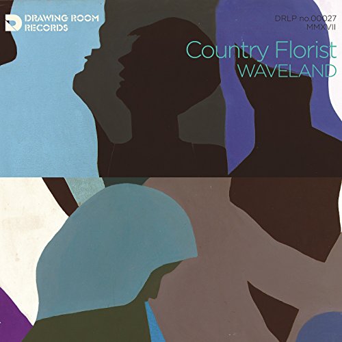 "Vinyl record cover with silhouettes and abstract shapes in various colors, titled 'Country Florist - Waveland'."