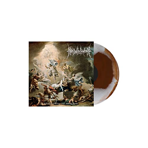 Vinyl record with painted cover depicting angels and falling figures.