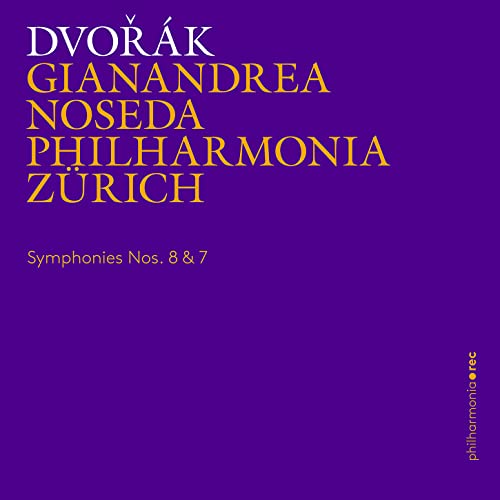 CD cover for Dvořák symphonies, purple background with gold text.