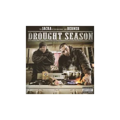 Album cover for Jacka & Berner’s “Drought Season” featuring two men and a pot.