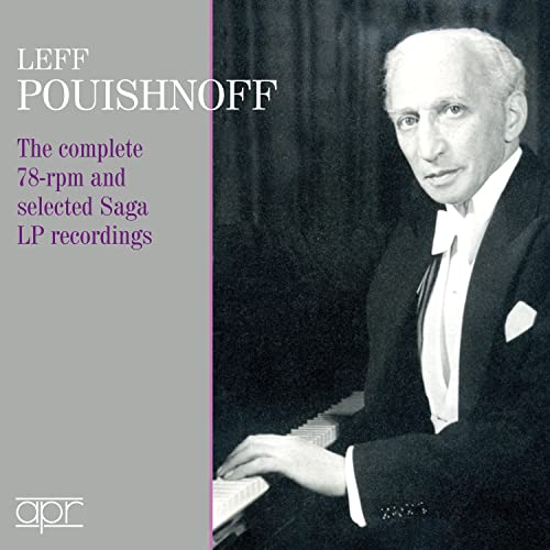 CD cover featuring pianist Leff Pouishnoff in formal wear, seated at a piano.