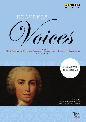 DVD cover for "Heavenly Voices: The Legacy Of Farinelli" featuring a portrait.