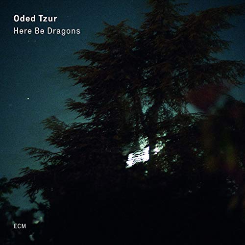 Album cover for Oded Tzur’s “Here Be Dragons” featuring a dark tree silhouette.