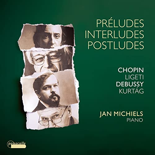CD cover featuring three black and white portraits of composers and pianist Jan Michiels.