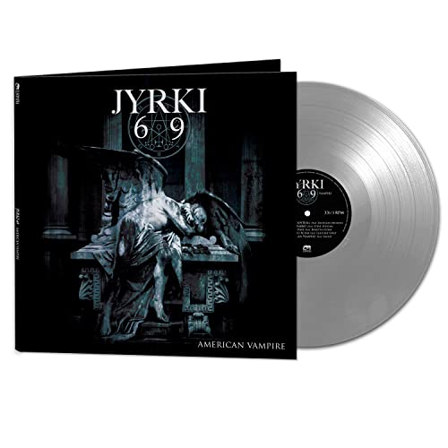 Vinyl record with dark cover art featuring a statue and winged figure.