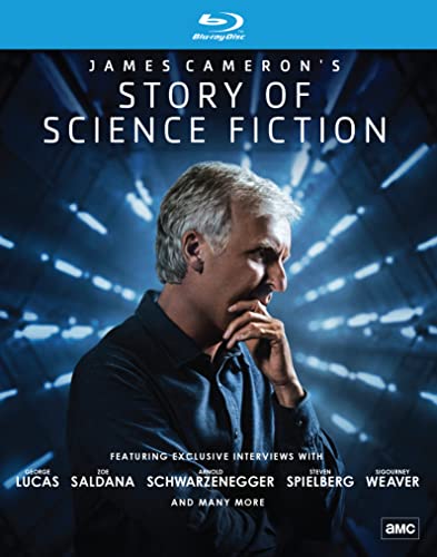 Blu-ray cover for "James Cameron's Story of Science Fiction" featuring James Cameron.
