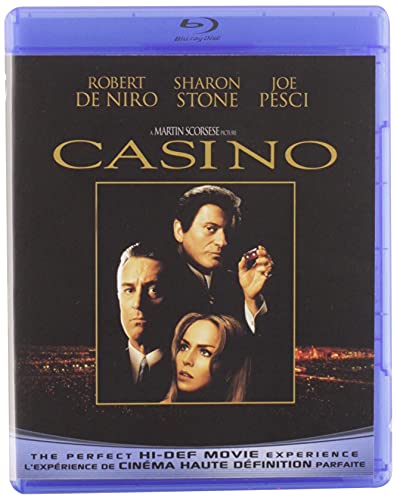 Casino" Blu-ray cover featuring Robert De Niro, Sharon Stone, and Joe Pesci.