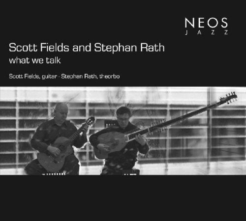 "CD cover featuring two musicians playing stringed instruments in black and white."