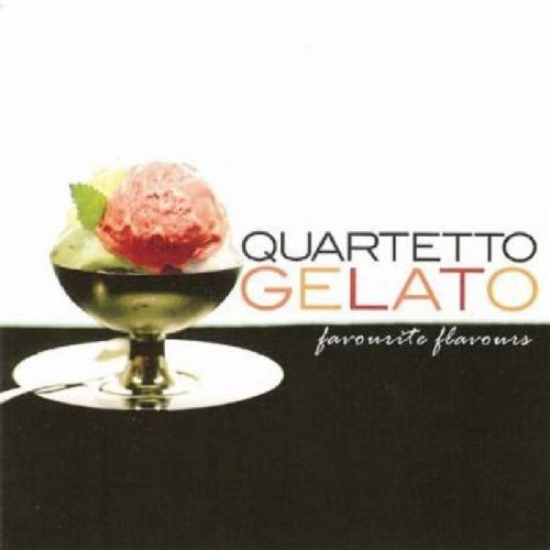 "CD cover with gelato in a gold dish and 'Quartetto Gelato' text."