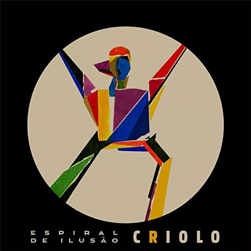 The vinyl record cover features a multicolored abstract figure within a beige circle on a black background.