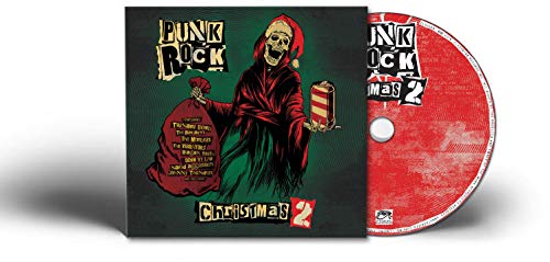 "Punk Rock Christmas 2" CD case with a red CD, featuring a skeleton in a Santa costume.