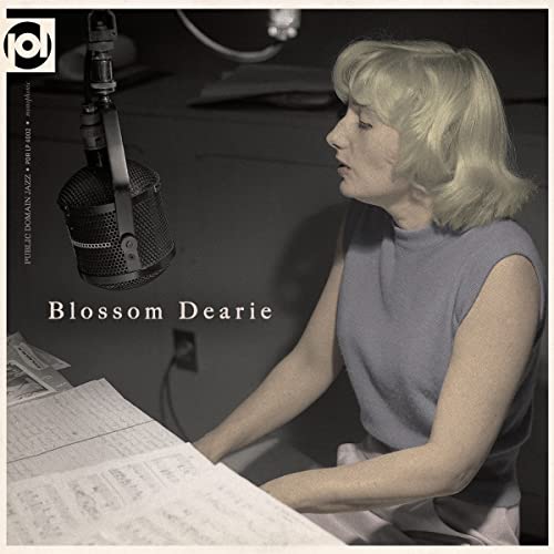 Blossom Dearie album cover featuring a woman with a vintage microphone.
