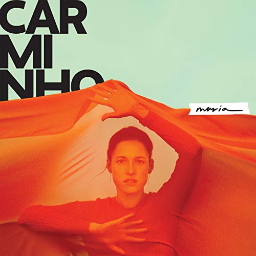 "Album cover with a woman in red, partially covered by fabric, against a green background."