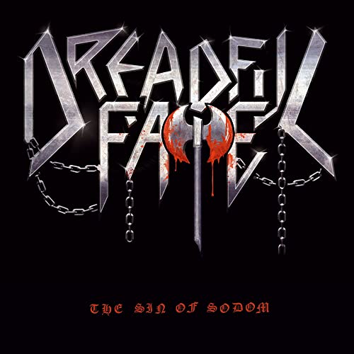 Black album cover with band logo, axe, chains, and red dripping blood.
